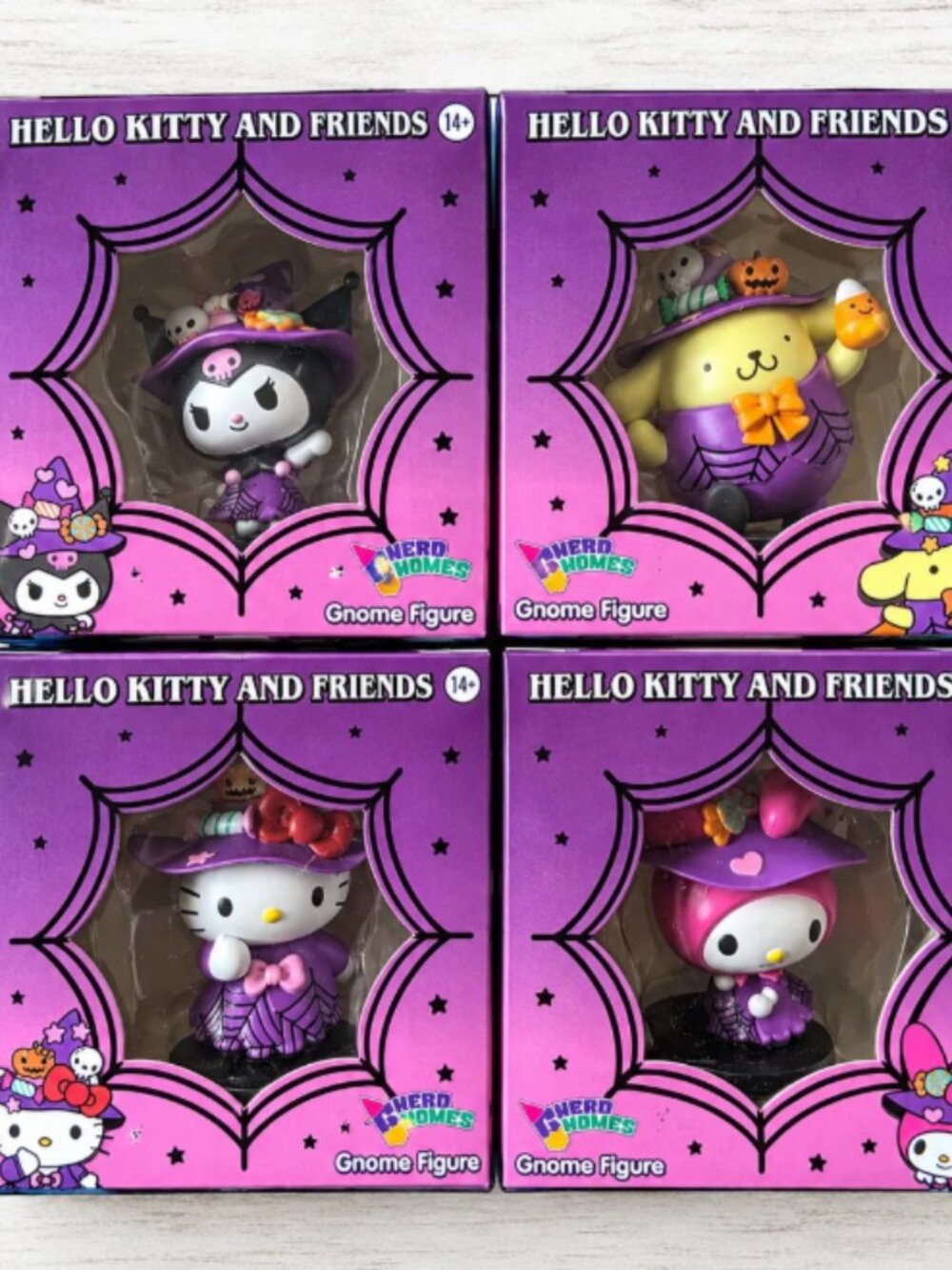 Hello Kitty and Friends Halloween Gnome Figure Set of 4 NEW - Gnerd Gnomes